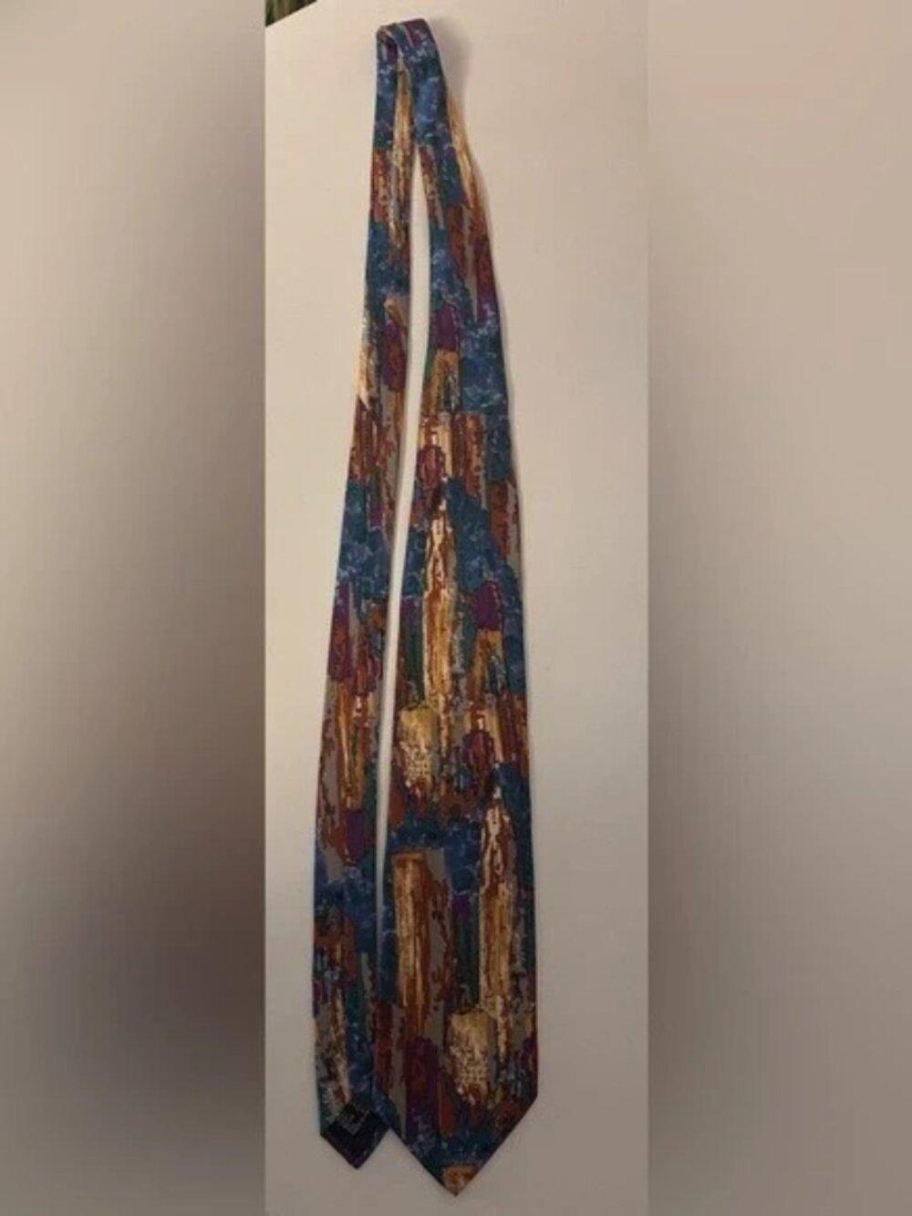 Courreges Homme Silk Tie Geometric Pattern Vintage